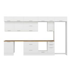 Alvinka 380X240 Cm Klasik Mebran Mutfak Dolabı Mb-E80S60S40-2 Mebran | Beyaz - Mdf