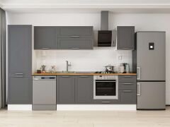 Alvinka 305X210 Cm Klasik Mebran Mutfak Dolabı Mb-E80B60S45-2 Mebran | Antrasit - Suntalam