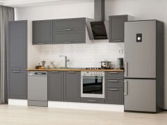 Alvinka 305X210 Cm Klasik Mebran Mutfak Dolabı Mb-E80B60S45-2 Mebran | Antrasit - Suntalam