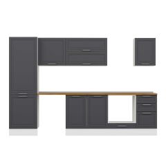 Alvinka 305X210 Cm Klasik Mebran Mutfak Dolabı Mb-E80B60S45-2 Mebran | Antrasit - Suntalam