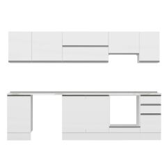 Alvinka 295X210 Cm High Gloss Mutfak Dolabı M-E90S45S40-1 High Gloss | Beyaz - Mdf