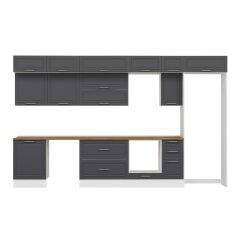 Alvinka 380X240 Cm Klasik Mebran Mutfak Dolabı Mb-E80S60S40-2 Mebran | Antrasit - Mdf