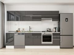 Alvinka 295X210 Cm High Gloss Mutfak Dolabı M-E90S45S40-1 High Gloss | Antrasit - Suntalam