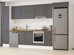 Alvinka 370X222 Cm Klasik Mebran Mutfak Dolabı Mbb-E80B45S45-1 Mebran | Antrasit - Suntalam