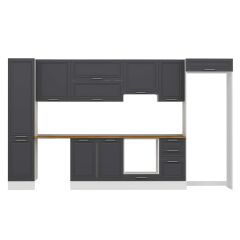 Alvinka 370X222 Cm Klasik Mebran Mutfak Dolabı Mbb-E80B45S45-1 Mebran | Antrasit - Suntalam