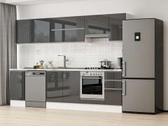 Alvinka 295X210 Cm High Gloss Mutfak Dolabı M-E90S45S40-1 High Gloss | Antrasit - Mdf