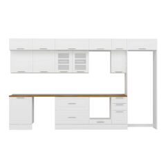 Alvinka 380X240 Cm Klasik Mebran Mutfak Dolabı Mb-E80S60S40-3 Mebran | Beyaz - Suntalam