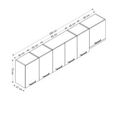 Minar 295 Cm Mutfak Dolabı Beyaz 295-B4-Üst Modül