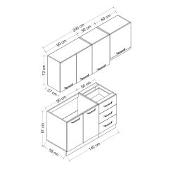 Minar 200 Cm Mutfak Dolabı Beyaz Dore 200-D4