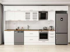 Alvinka 380X240 Cm Klasik Mebran Mutfak Dolabı Mb-E80S60S40-3 Mebran | Beyaz - Mdf