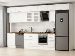 Alvinka 380X240 Cm Klasik Mebran Mutfak Dolabı Mb-E80S60S40-3 Mebran | Beyaz - Mdf