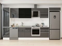 Alvinka 395X222 Cm High Gloss Mutfak Dolabı Mbb-E90B45S60-3 High Gloss | Antrasit - Mdf