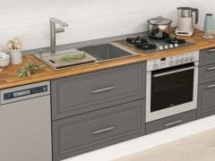 Alvinka 380X240 Cm Klasik Mebran Mutfak Dolabı Mb-E80S60S40-3 Mebran | Antrasit - Mdf