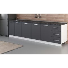 Minar 295 Cm Mutfak Dolabı Beyaz Antrasit 295-A1-Alt Modül