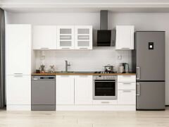 Alvinka 305X210 Cm Klasik Mebran Mutfak Dolabı Mb-E80B60S45-3 Mebran | Beyaz - Mdf