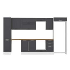 Alvinka 370X222 Cm Klasik Mebran Mutfak Dolabı Mbb-E80B45S45-2 Mebran | Antrasit - Suntalam