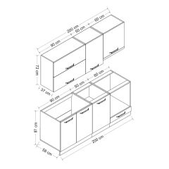 Minar 200 Cm Mutfak Dolabı Beyaz Dore 200-D8