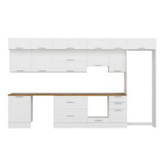 Alvinka 385X240 Cm Klasik Mebran Mutfak Dolabı Mb-E80S60S45-1 Mebran | Beyaz - Suntalam