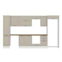 Alvinka 370X222 Cm Klasik Mebran Mutfak Dolabı Mbb-E80B45S45-2 Mebran | Kumtaşı - Suntalam