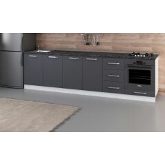 Minar 295 Cm Mutfak Dolabı Beyaz Antrasit 295-A3-Alt Modül