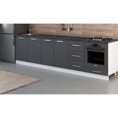 Minar 295 Cm Mutfak Dolabı Beyaz Antrasit 295-A3-Alt Modül