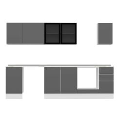 Alvinka 295X210 Cm High Gloss Mutfak Dolabı M-E90S45S40-3 High Gloss | Antrasit - Suntalam