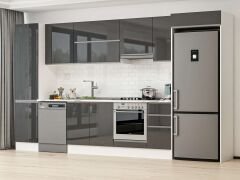Alvinka 380X222 Cm High Gloss Mutfak Dolabı Mbb-E90B50S40-1 High Gloss | Antrasit - Suntalam