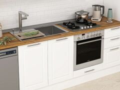 Alvinka 370X222 Cm Klasik Mebran Mutfak Dolabı Mbb-E80B45S45-2 Mebran | Beyaz - Mdf