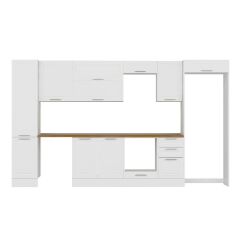 Alvinka 370X222 Cm Klasik Mebran Mutfak Dolabı Mbb-E80B45S45-2 Mebran | Beyaz - Mdf