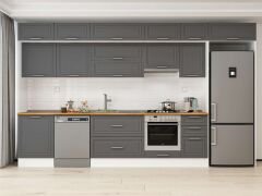 Alvinka 385X240 Cm Klasik Mebran Mutfak Dolabı Mb-E80S60S45-1 Mebran | Antrasit - Suntalam
