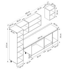 Alvinka 305X210 Cm Klasik Mebran Mutfak Dolabı Mb-E80B60S45-3 Mebran | Kumtaşı - Mdf