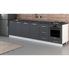 Minar 295 Cm Mutfak Dolabı Beyaz Antrasit 295-A6-Alt Modül