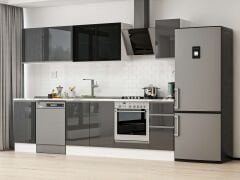 Alvinka 295X210 Cm High Gloss Mutfak Dolabı M-E90S45S40-3 High Gloss | Antrasit - Mdf