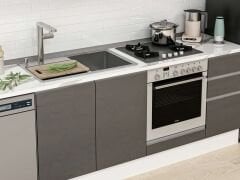 Alvinka 295X210 Cm High Gloss Mutfak Dolabı M-E90S45S40-3 High Gloss | Antrasit - Mdf