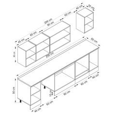 Alvinka 295X210 Cm High Gloss Mutfak Dolabı M-E90S45S40-3 High Gloss | Antrasit - Mdf