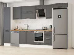 Alvinka 370X222 Cm Klasik Mebran Mutfak Dolabı Mbb-E80B45S45-2 Mebran | Antrasit - Mdf