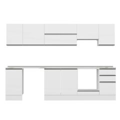 Alvinka 300X210 Cm High Gloss Mutfak Dolabı M-E90S45S45-1 High Gloss | Beyaz - Suntalam