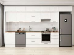 Alvinka 385X240 Cm Klasik Mebran Mutfak Dolabı Mb-E80S60S45-1 Mebran | Beyaz - Mdf