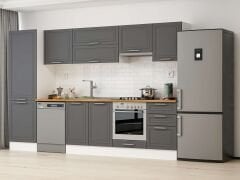 Alvinka 310X210 Cm Klasik Mebran Mutfak Dolabı Mb-E80B60S50-1 Mebran | Antrasit - Suntalam