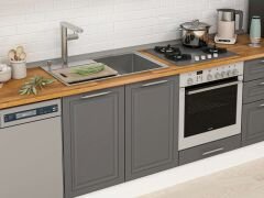 Alvinka 310X210 Cm Klasik Mebran Mutfak Dolabı Mb-E80B60S50-1 Mebran | Antrasit - Suntalam