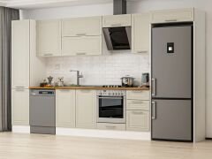 Alvinka 370X222 Cm Klasik Mebran Mutfak Dolabı Mbb-E80B45S45-2 Mebran | Kumtaşı - Mdf