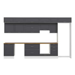 Alvinka 385X240 Cm Klasik Mebran Mutfak Dolabı Mb-E80S60S45-1 Mebran | Antrasit - Mdf