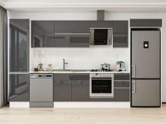 Alvinka 380X222 Cm High Gloss Mutfak Dolabı Mbb-E90B50S40-2 High Gloss | Antrasit - Suntalam