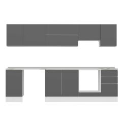 Alvinka 300X210 Cm High Gloss Mutfak Dolabı M-E90S45S45-1 High Gloss | Antrasit - Mdf