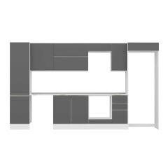 Alvinka 380X222 Cm High Gloss Mutfak Dolabı Mbb-E90B50S40-2 High Gloss | Antrasit - Mdf