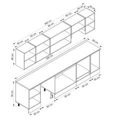 Alvinka 300X210 Cm Klasik Mebran Mutfak Dolabı Beyaz Beyaz M-E90S50S40-1