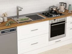 Alvinka 385X240 Cm Klasik Mebran Mutfak Dolabı Mb-E80S60S45-2 Mebran | Beyaz - Suntalam