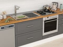 Alvinka 385X240 Cm Klasik Mebran Mutfak Dolabı Mb-E80S60S45-2 Mebran | Antrasit - Suntalam