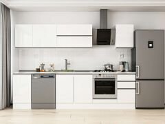 Alvinka 300X210 Cm High Gloss Mutfak Dolabı M-E90S45S45-2 High Gloss | Beyaz - Mdf