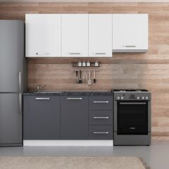 Minar 205 Cm Mutfak Dolabı Beyaz Antrasit 205-A4